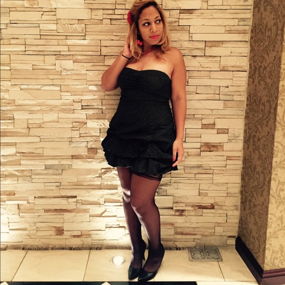 Black Pin-up Style Polka Dot Bubble Dress - Picture 2 of 6